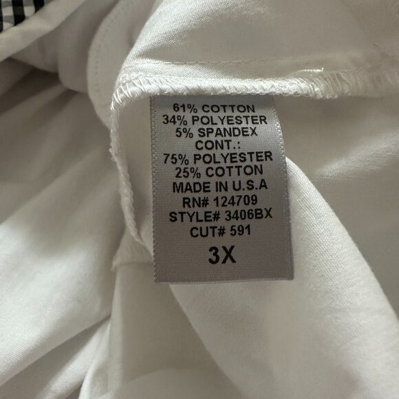 Lot of 2 IC by Connie K top tunic sz 3X white black bows and red ruffle sleeves - Picture 9 of 12